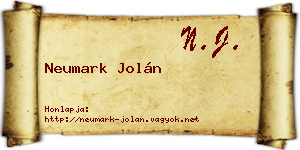 Neumark Jolán névjegykártya